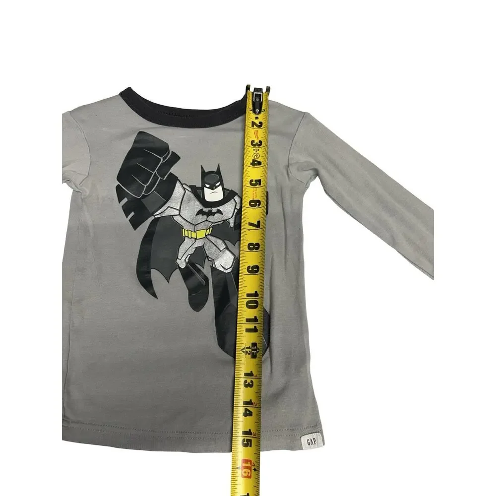 Baby Gap Batman Pajama Top Size 5 Gray Long Sleeve Organic Cotton Shirt